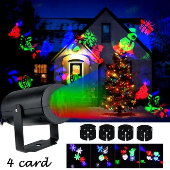 

4 Patterns New Year LED Laser Projector Light Christmas Decor Snowflake Projection Lamp Disco Stage Light For Party KTV Bars