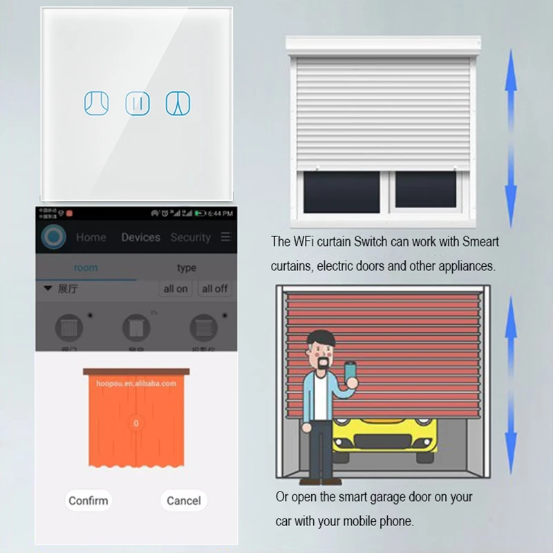 ACCKIP Tuya Smart Wifi Управление светодиодный сенсорный настенный занавес переключатель Alexa Голосовое управление Умный затвор переключатель EU/UK Тип занавес переключатель