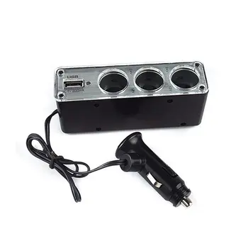 

Auto Car Styling 3 Socket Way Cigarette Lighter Power Adapter Splitter 2 Dual USB Ports Car Charger Universal Charging