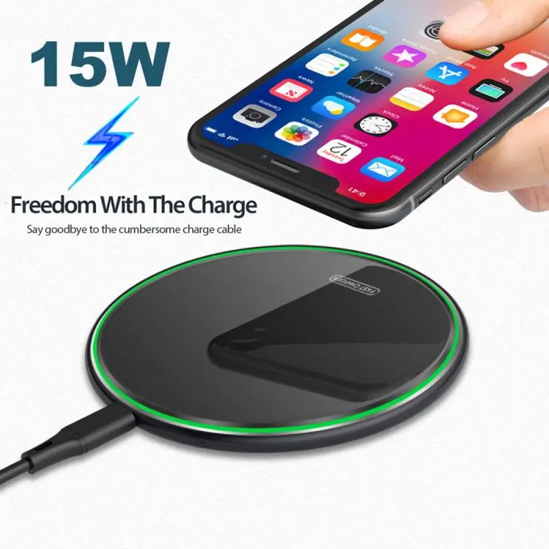 

Portable Fast Qi Glass Wireless Charger 15W/10W For Huawei P30 Pro Samsung Smart Phone Wireless Charging Base Station