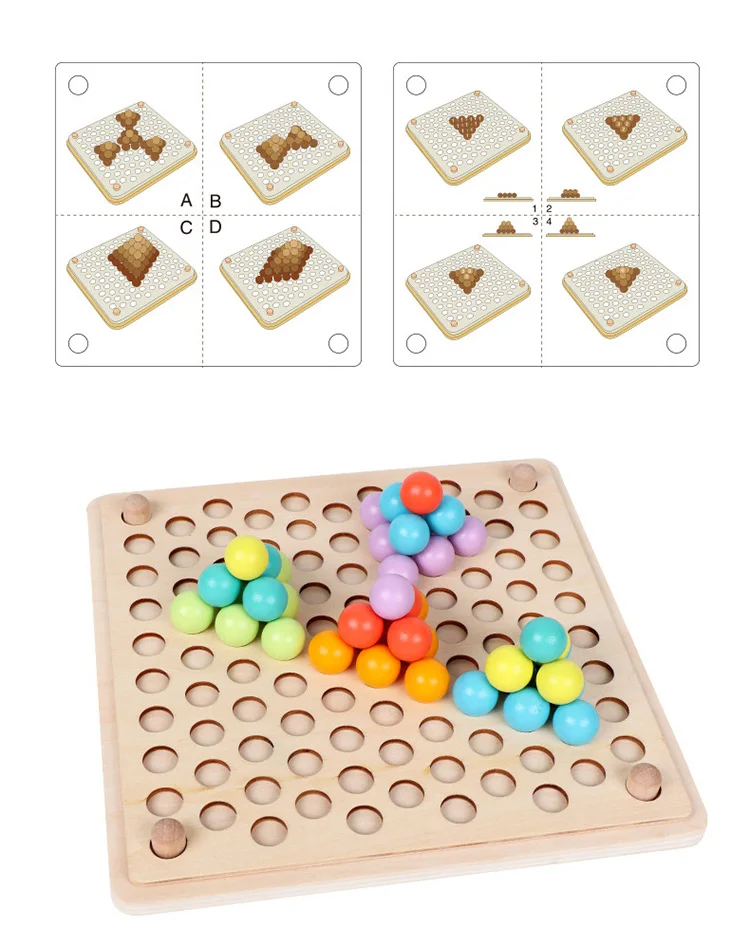 Детские развивающие Игрушки для раннего обучения Монтессори, цветные деревянные игрушки для сортировки рук, для обучения мозгу, с зажимом, с бусинами, математическая игрушка, игра для детей