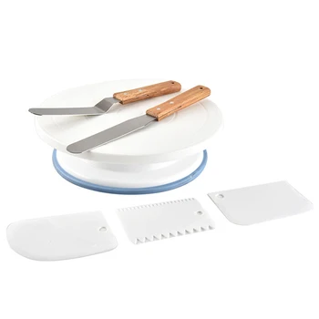 

Easy Clean Home Rotating Display Stand Baking Cream Scraper Non Slip Practical Kitchen DIY Cake Turntable Set Multifunction