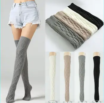 

Women Winter Cotton Knit Thigh High Over the Knee Long Stockings Leggings Warmers Stockings