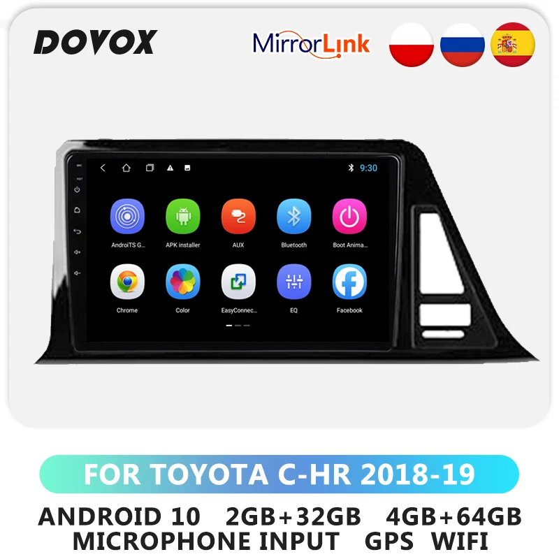 DOVOX для Toyota CH-R 2018-2019 Android 10 автомобильное радио мультимедийный видеоплеер GPS 2din