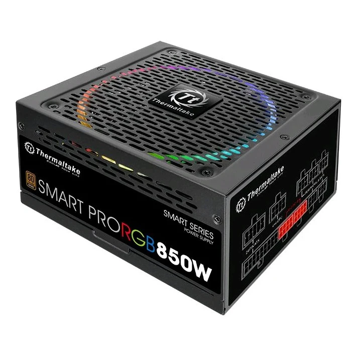 Thermaltake ATX 850W Smart Pro RGB 80 + bronze power supply (24 4 4pin) APFC 140mm fan color led 9xsa |