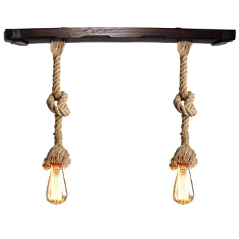 

Lamp's style rustic vintage manufactured wood rope and forging.