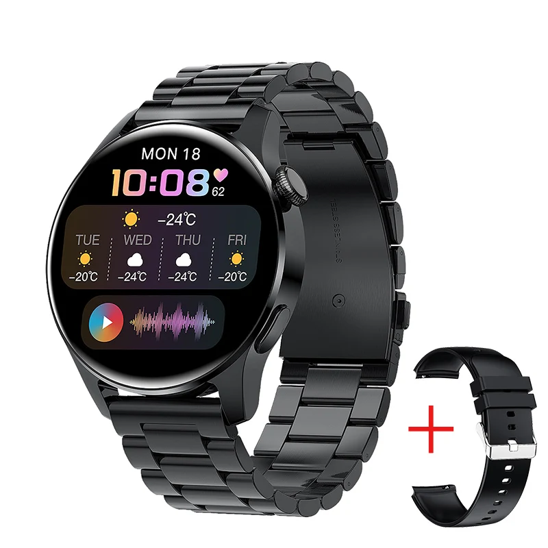 2022 New Full Circle Touch Screen Steel Band Luxury Bluetooth Call Men Smart Watch Waterproof Sport Activity Fitness Watch +Box 