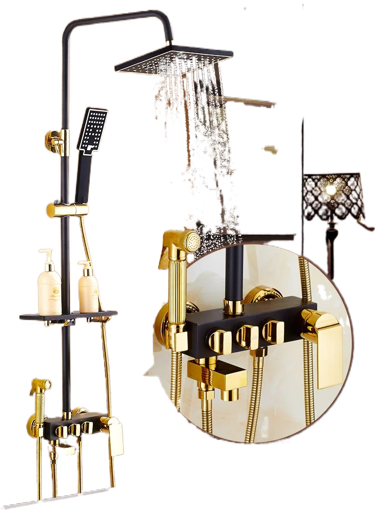 Zwarte Douche Set Alle Koperen Huishoudelijke Regen Douchekoppen