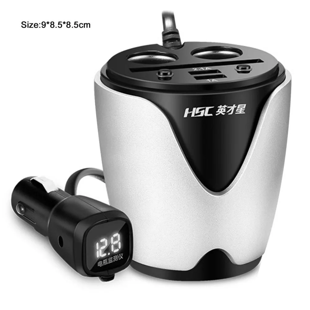 12-24V 2,1/1A Выход 2 USB Автомобильное зарядное устройство дисплей напряжения тока быстрое зарядное устройство Автомобильный держатель для чашки розетка для автомобильного прикуривателя адаптер