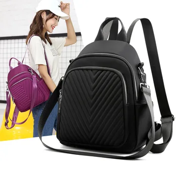 

9L Nylon Mini Backpack Female Fashion Small Women Backpacks 2020 Travel School Bags for Teens Teenage Girls Purple Black Solid