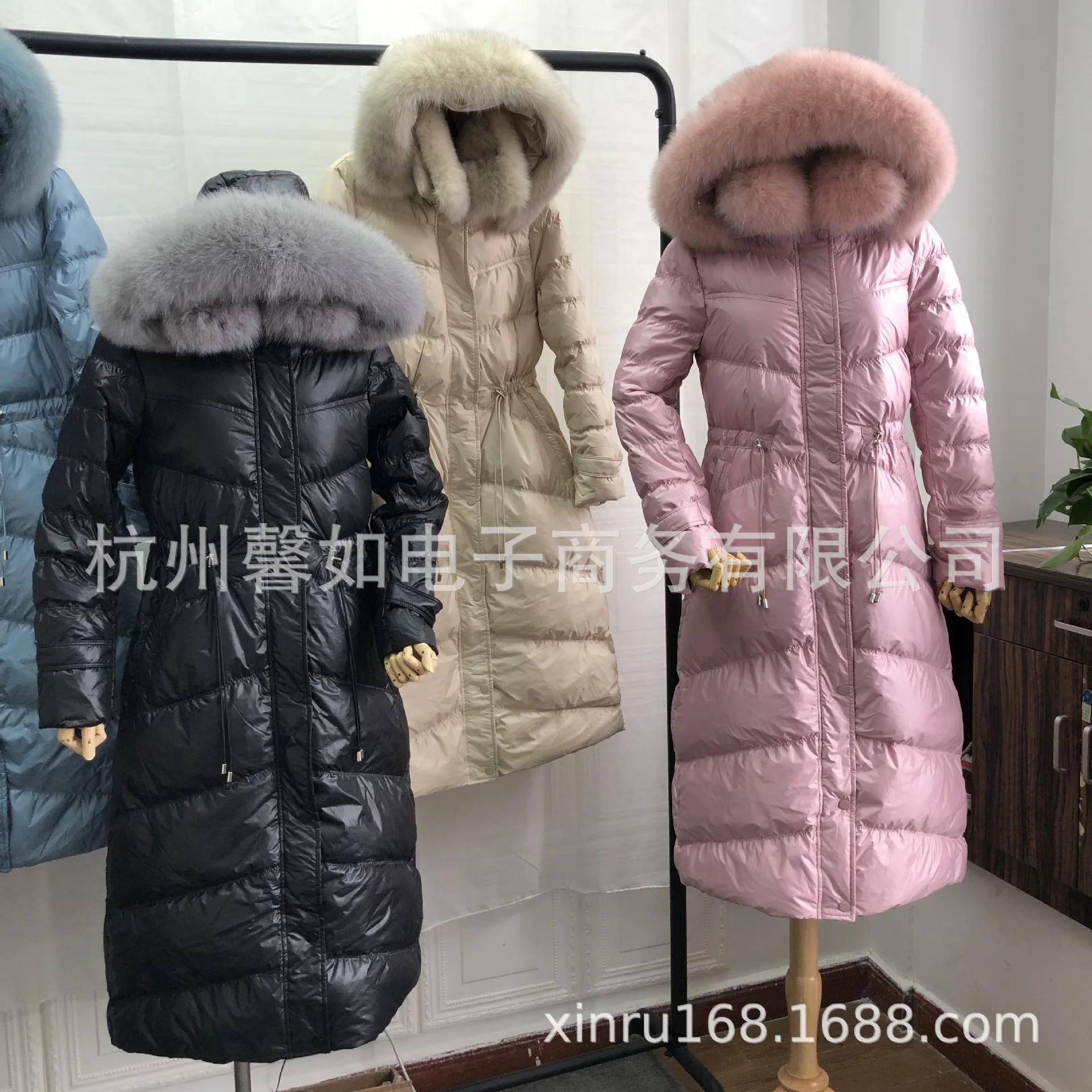Южная Корея Dongdaemun стиль двойной меховой воротник пуховик женский средней длины корейский стиль толстое пальто для дома