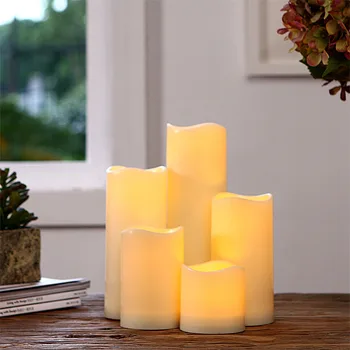 

15/13/10/7cm Cylindrical Flickering LED Candle Light Flameless Christmas Lamp