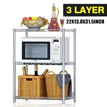 

3-Tier Iron Kitchen Shelf Microwave Shelf Rack Spice Organizer Kitchen Storage Rack Bathroom Organizer Shelf Book Shoes Shelve