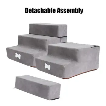 

AUGKUN Pet Stair Step Flannel Dog Detachable Three-Story Staircase Assembly Removable Assembled Wash Stairs Ladder Dog Stair