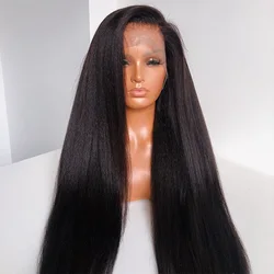 250 Density Light Yaki Straight 13x6 Lace Front Human Hair Wig Italian Yaki Transparent HD Lace Frontal Wigs Preplucked