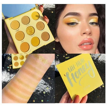 

9 Colors Eye Shadow Palette Honey Eyes Makeup Pigment Smooth Soft Shimmer Glitter Orange Yellow Eyeshadow For Daily Party