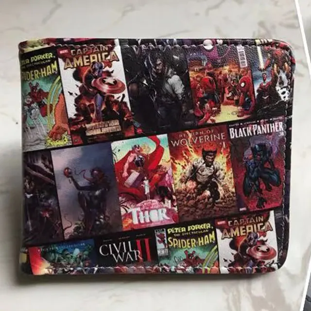 Marvel Men Wallet Q Version Captain America SpiderMan Wallet Men Comic Version Super Heroes Wallet Women with Card Holder Wallet The AvengersC