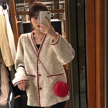 

Fashion Designer Fashion Week 2020 Autumn Women Tweed Jacket Coat Grace Women Long Sleeves Single-breasted Loose Coat