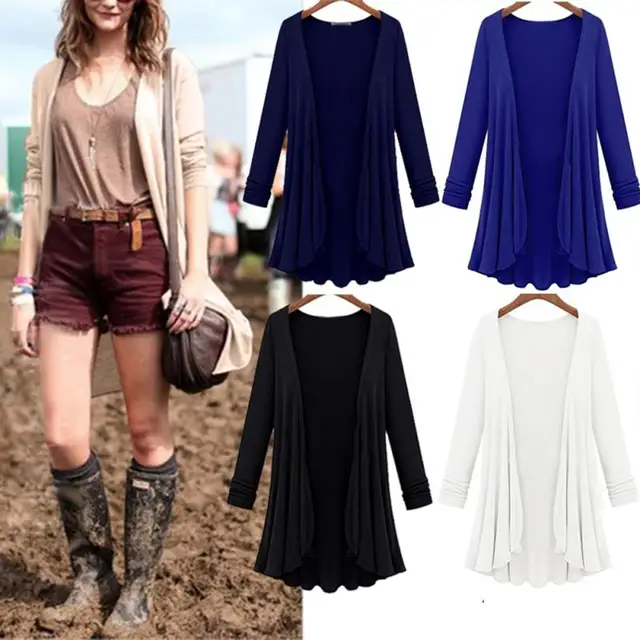 US $7.46 Spring Fashion Cardigan Women Sweater Casual Crochet Poncho Plus Size Coat Women Long Sweaters Vest