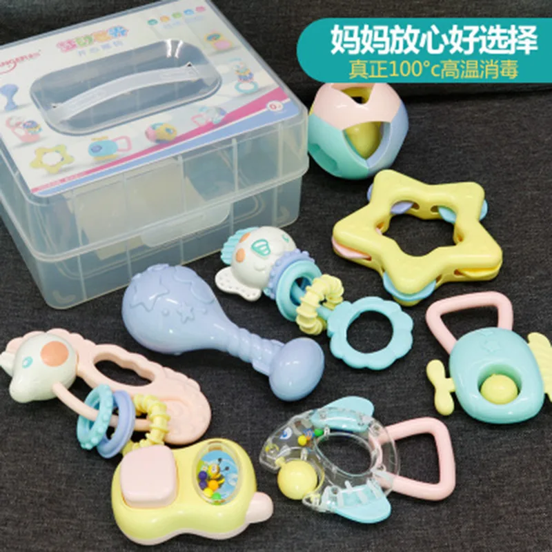 

0-3-Year-Old Infants Rattle Toy Teether Can Be Boiled Manhattan Ball Silica Gel Rattle Intelligence Toys Set