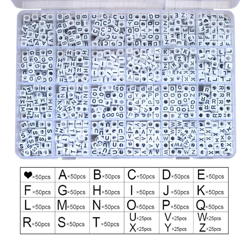 1200 шт куб акриловые бусины буквы для детей Diy Ожерелье Браслеты Из Бисера материал Пластиковые бусины с буквами набор коробок