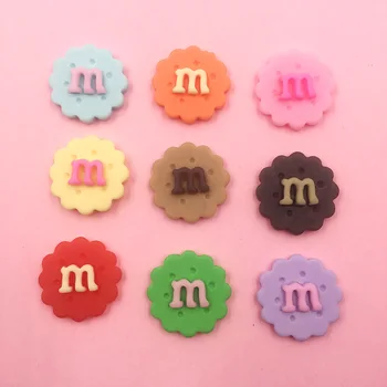 

50Pcs Mini M Bean Cookies Resin Flat back Cabochons for Hair Bows Center DIY Scrapbooking Decoration Craft Wholesale Parts