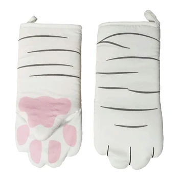 

1 Pair Oven Mitts ,Cotton Lining- Pot Holder Gloves,Heat Resistant Gloves,for Grilling,Baking,BBQ,Microwave (Cat Foot)