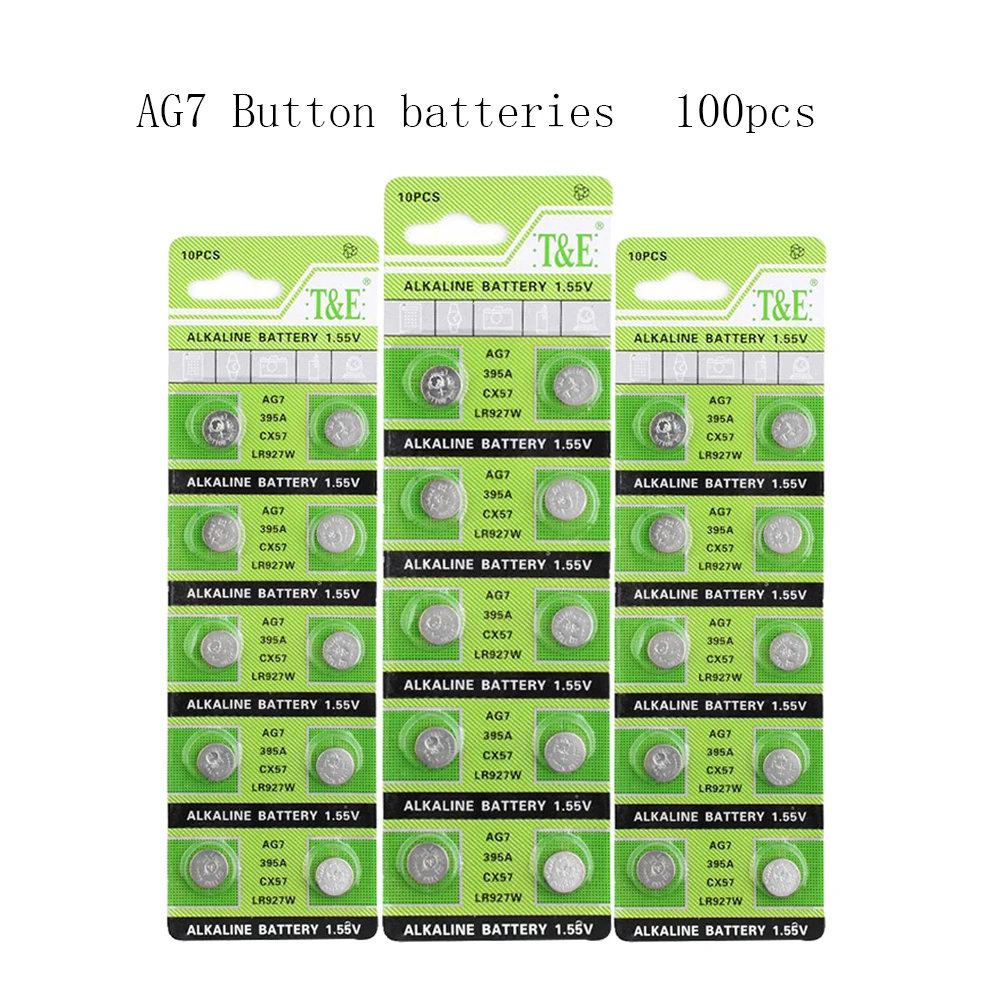 100 шт. щелочные батарейки AG7 42 мАч 1 55 в GR927 395A для LR57 LR927 SR927W 399 | Электроника