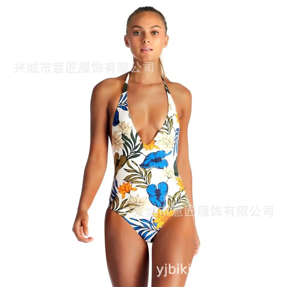 

2019 one piece Flower, backless sexy swimsuit fashion pop print sexy open-backed swimsuit women bikinis 2019 mujer