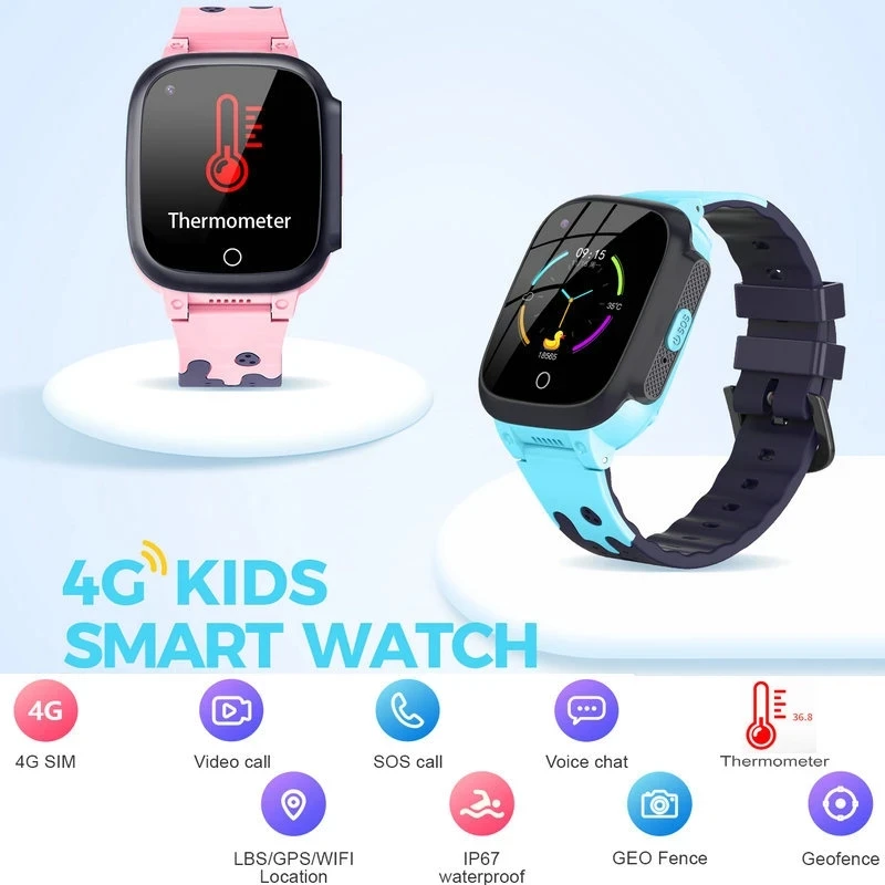 Chamada de Vídeo à Prova Relógio Inteligente Crianças Wifi Rastreamento Dwaterproof Água Termômetro Smartver Rastreador Menino Menina Estudante Telefone Lt25 4g Gps - Image 2