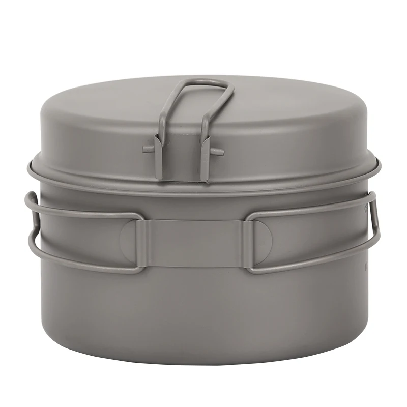 TOAKS Outdoor Camping Titanium Cookware Pan pot set with Folded handle Ultralight Portable for Backpacking picnic CKW-1350