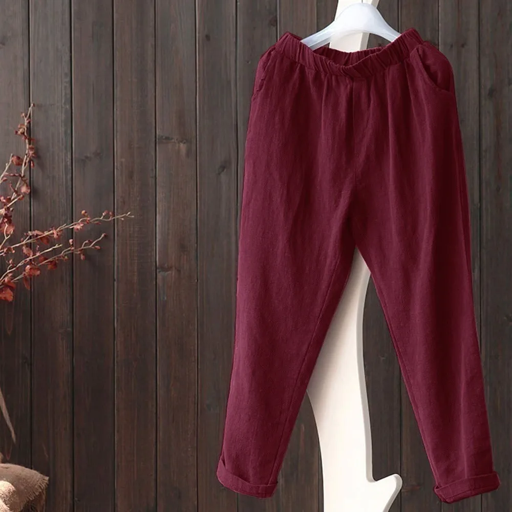 KANCOOLD 5XL широкие брюки женские винтажные зашнуровать льняные длинные брюки с высокой талией плюс размер Palazzo Femme брюки
