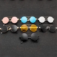 

Retro Steampunk Sunglasses Luxury Brand Designer High Quality Men Women Classic Gothic Round Metal Frame Sun Glasses Uv400