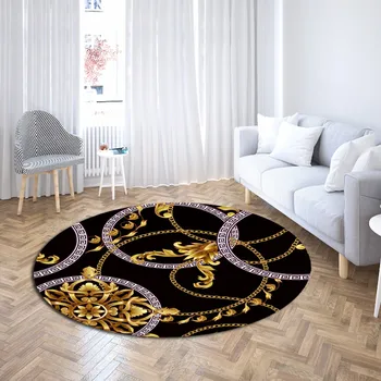 

Baroque Chain Light Luxury Round Carpet Home Decor Modern Decor Vintage Area Rugs Coffee Bedroom Living Room Floor Mats Custom