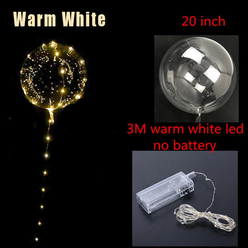 Warm White Sets 5/10/20 Упаковка из 20 дюймов светящийся светодиодный воздушный шар прозрачные декоративные пузырьки День рождения Свадебный декор светодиодный шар Рождественский подарок - Цвет: Warm White Sets