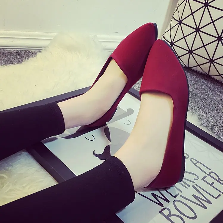 

2019 Autumn New Style Korean-style Shoes Women's Pointed Toe Suede Low-Cut Solid Color Flat Top Shoes Daily Life Versatile Loafe