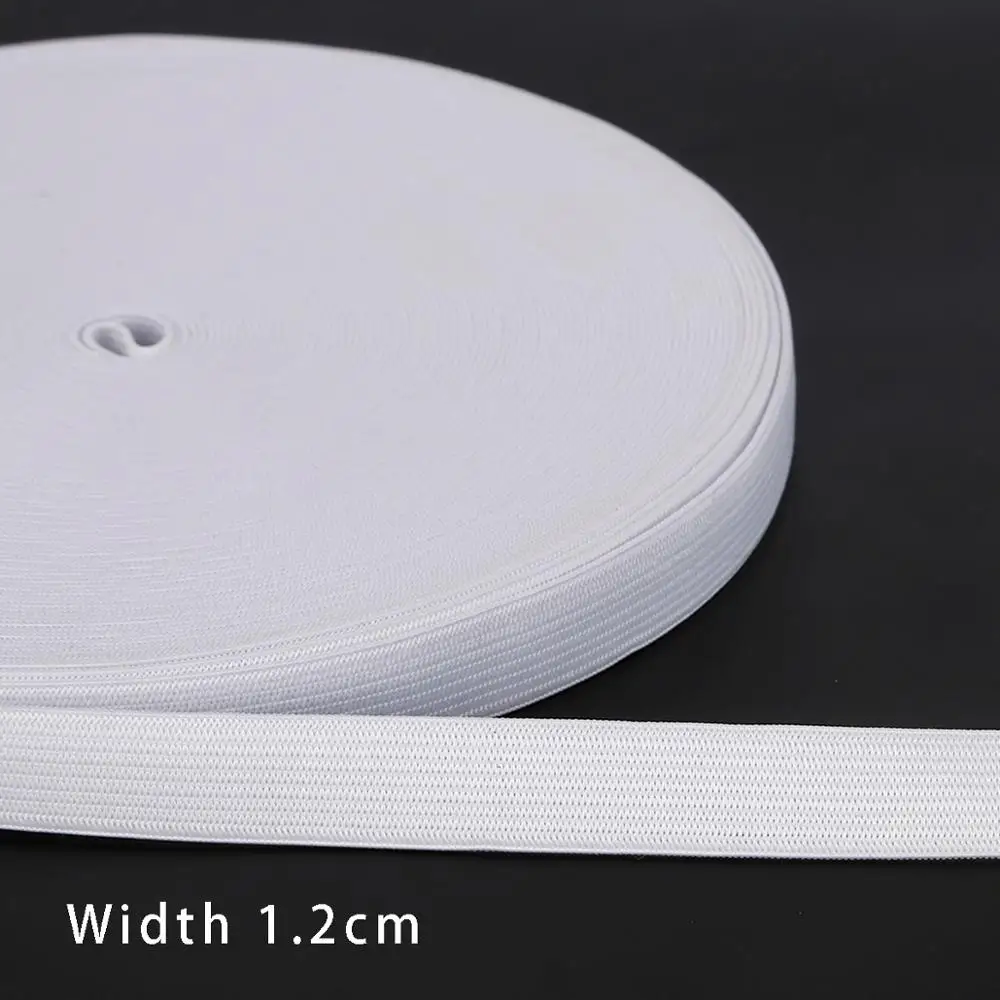 Black and White Elastic Nylon Webbing for Clothing and Sewing Accessories - 5 Yards