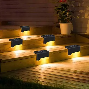 

4PCS Solar Powered Fence Deck Lights Wall Stairs LED Outdoor Garden Lamp Solar Stair Light Waterproof Step Light Landscape Light