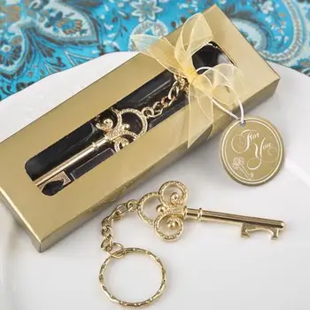 

Gold Color Key Shape Alloy Wine Bottle Opener Wedding Party Favor Gifts(Set of 4 )
