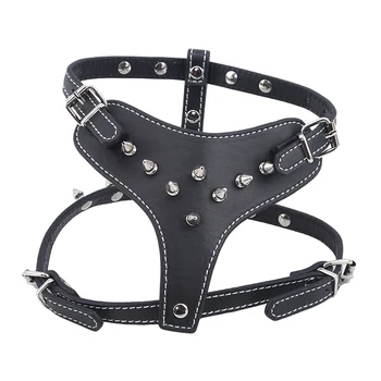 

PU Leather Spiked Studded Dog Harness Pet Pitbull Adjustable Harness Collar For Medium Large Dogs Boxer Bull Terrier
