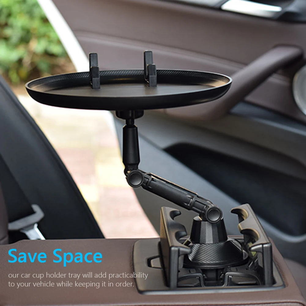 2 in 1 Car Mobile Phone Cup Holder Tray Auto Vehicle Rotary Food Table Bracket SUV Truck Interior Storage Replacement
