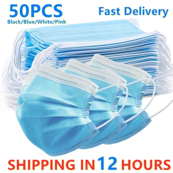 

50 pcs Anti Gas Dust Mouth Face Masks Mask Mascherine Mascara Anti-droplet Mascarillas de Proteccion Disposable Mouth Facemask