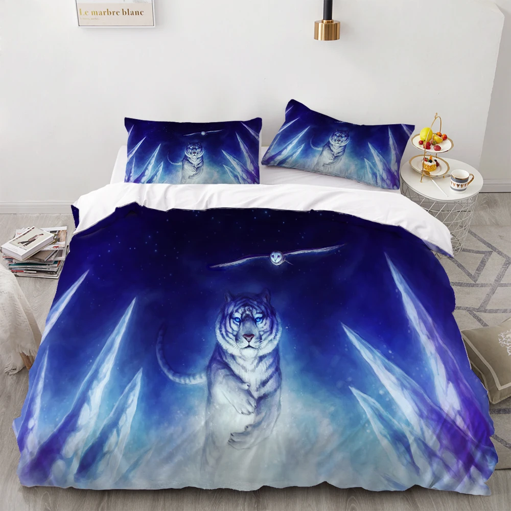 3d Colorful Tiger/Lion Bedding Set Stylish Comfortable Down Bedding Set Children Bedding Set Animal Printed Home Textile Set double duvet covers