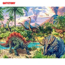 GATYZTORY, 3D алмазная живопись, полная квадратная дрель, сделай сам, домашний декор, ремесло, стразы, мозаичная картина, фото, на заказ, динозавр, рай