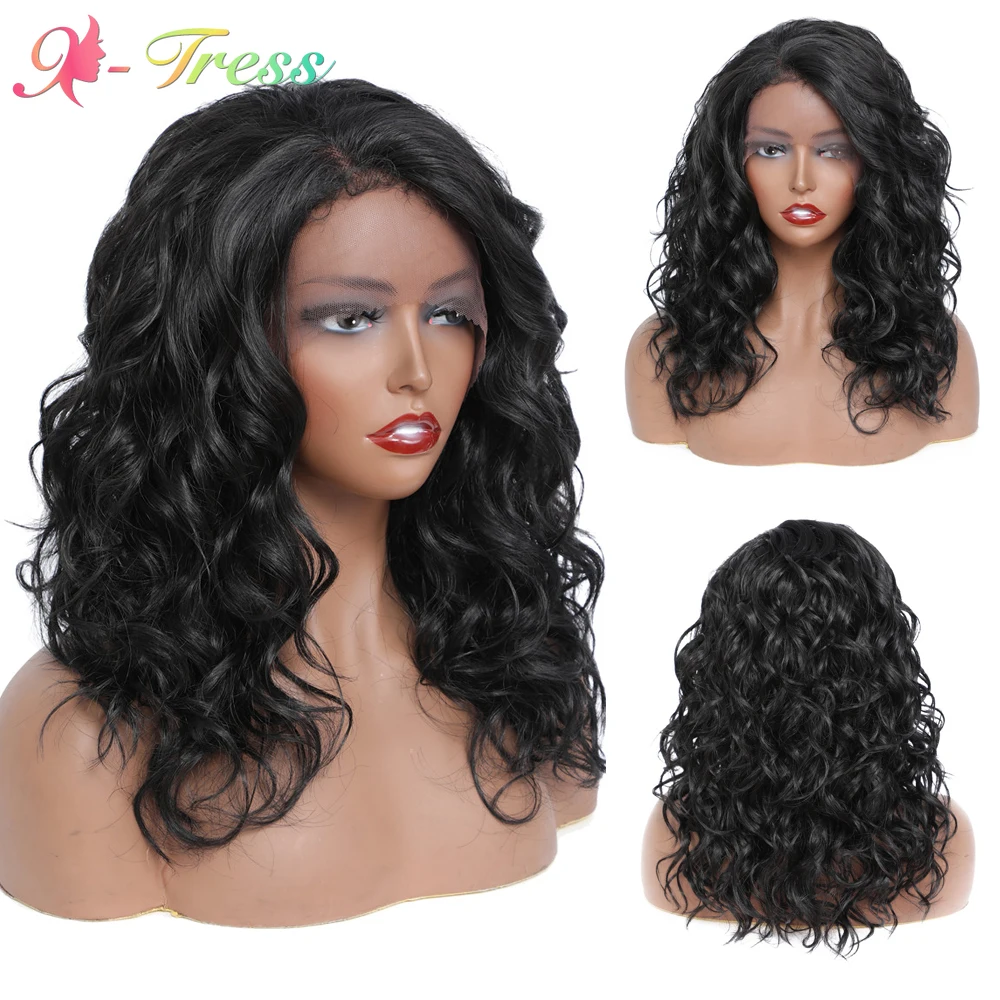 New Wigs Lace-Wig Synthetic-Wigs X-TRESS Women Baby-Hair Free-Part Glueless Dark-Black Ombre-Color oo3KM6xBdw5