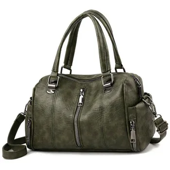 

ACELURE Soft PU Leather Messenger Bag Female Boston Zippers Handbag Purse Solid Casual Women Totes Ladies Single Shoulder Bags