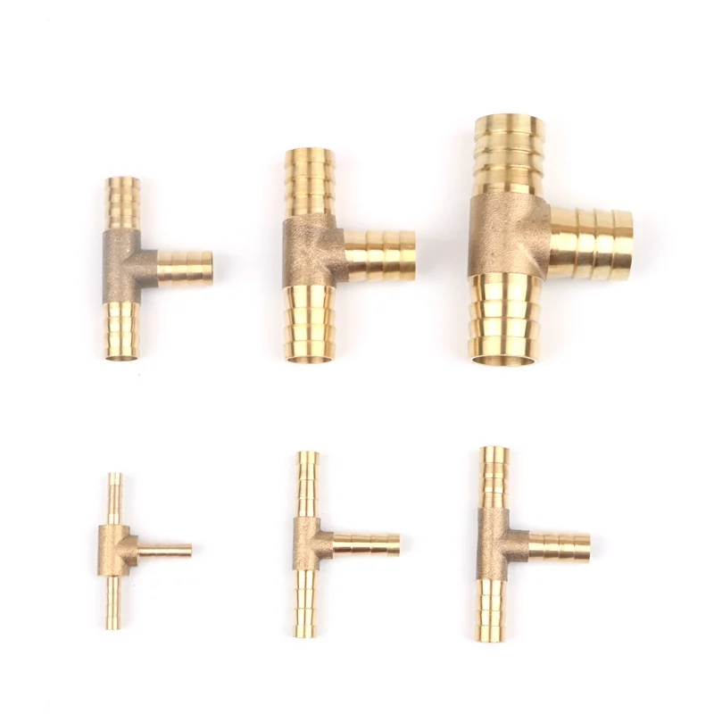 2pcs Brass 4~19mm Tee 3 Way Connector Copper Connector Aquarium Air Pump Adapter Fittings Gas Tube Air Line Repair Joints