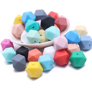 

10pcs/Lot Random Color 17mm Hexagon Silicone Beads Baby Teether BPA Free DIY Necklace Pacifier Chain Baby Teething Care