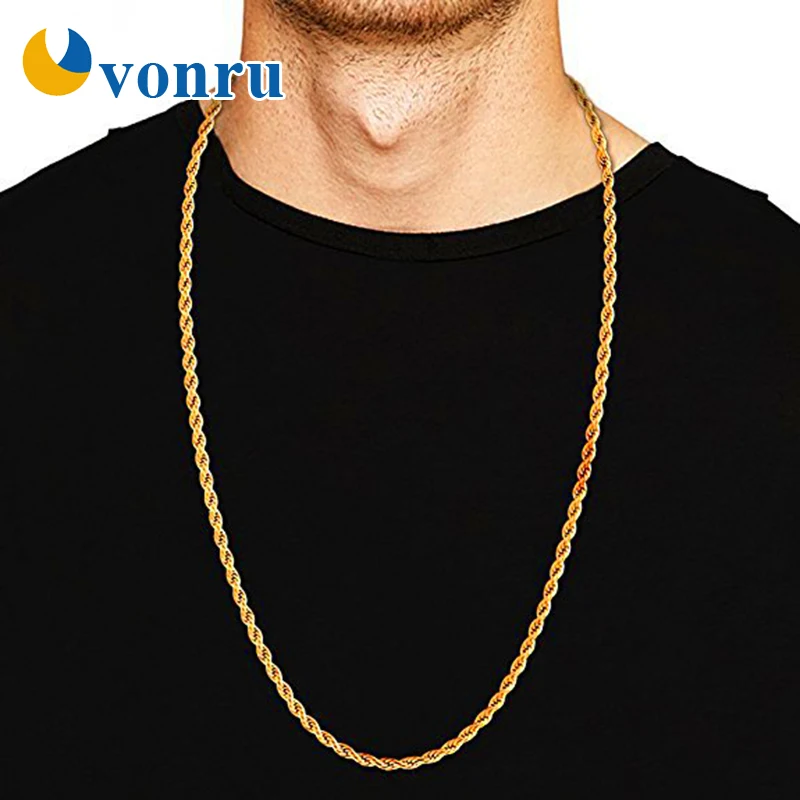 3MM Titanium Steel Color Men's Necklace Twist Chain Long Necklaces Gifts for Women Collier Jewelry Accesory High Quality _ - AliExpress Mobile