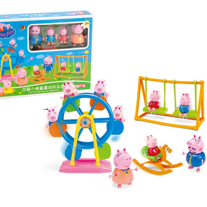 

Peppa Pig pepa pig Ferris Wheel Set Play House Swing PVC Action Model Dolls Toys Amusement Park Children Peppa Pig Birthday Gift